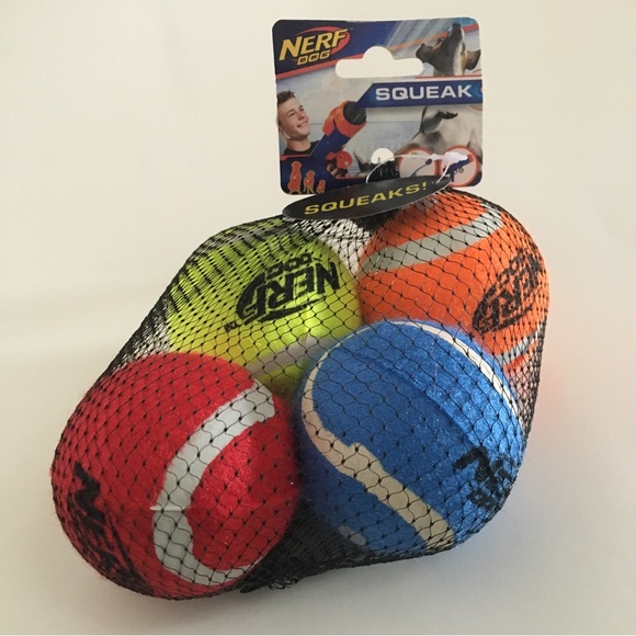 NEW NERF Dog Tennis Ball Interactive Dog Fetch Toys 4 pack Multicolor - Picture 5 of 5